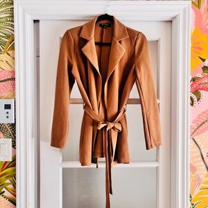 Chic Tan Belted Blazer